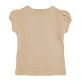Girls' Basic Short Puff Sleeve Round Neck Cotton T-Shirt