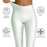 Girls Shiny High Waisted Leggings – Dance & Gymnastics Stretch Tights