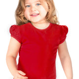 Girls' Basic Short Puff Sleeve Round Neck Cotton T-Shirt