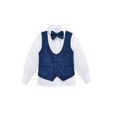Toddler & Youth Boys 4 Piece Formal Suit Set V-Neck Vest White Dress Shirt Dress Pants and Bowtie 6-12 Years