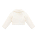 Girls Faux Fur Shrug Jacket Tied Ribbon Cozy Bolero