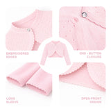 Baby Girls' Long Sleeve Knit One Button Closure Bolero Shrug