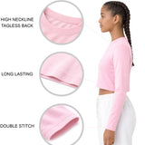 Lilax Girls' Long Sleeve Crop Top – Soft Cotton, 4-Way Stretch, Breathable Everyday Tee