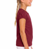 Girls' Basic Short Puff Sleeve Round Neck Cotton T-Shirt