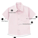 Boys' Button Down Shirt Solid Short Sleeve Classic Solid Oxford Dress Shirt