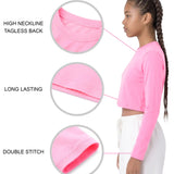 Lilax Girls' Long Sleeve Crop Top – Soft Cotton, 4-Way Stretch, Breathable Everyday Tee