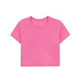 Girls Short Sleeve Crewneck Crop Top Tee