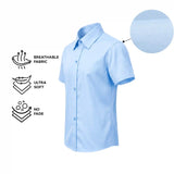 Lilax Boys Classic Short Sleeve Button Down Casual Solid Dress Shirt