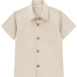 Boys' Button Down Shirt Solid Short Sleeve Classic Solid Oxford Dress Shirt
