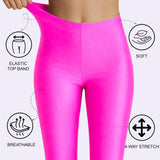 Girls Shiny High Waisted Leggings – Dance & Gymnastics Stretch Tights