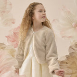 Girls Cozy Long Sleeve Crew Neck Dress Coat