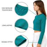 Lilax Girls' Long Sleeve Crop Top – Soft Cotton, 4-Way Stretch, Breathable Everyday Tee