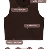 Girls' Double Lined Sleeveless Basic Crop Tank Top