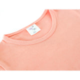 Girls' Basic Short Puff Sleeve Round Neck Cotton T-Shirt