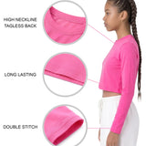 Lilax Girls' Long Sleeve Crop Top – Soft Cotton, 4-Way Stretch, Breathable Everyday Tee
