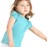 Girls' Basic Cotton T-Shirt  Short Puff Sleeve Crewneck / Toddler