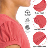 Girls' Basic Short Puff Sleeve Round Neck Cotton T-Shirt