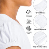 Girls' Basic Short Puff Sleeve Round Neck Cotton T-Shirt