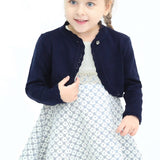 Little Girls' Knit Long Sleeve Button Closure Bolero Cardigan Shrug