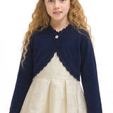 Little Girls' Knit Long Sleeve Button Closure Bolero Cardigan Shrug