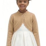Little Girls' Knit Long Sleeve Button Closure Bolero Cardigan Shrug