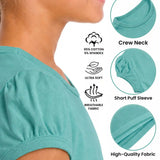 Girls' Basic Short Puff Sleeve Round Neck Cotton T-Shirt