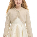 Little Girls' Knit Long Sleeve Button Closure Bolero Cardigan Shrug