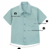 Boys' Button Down Shirt Solid Short Sleeve Classic Solid Oxford Dress Shirt