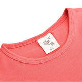 Girls' Basic Short Puff Sleeve Round Neck Cotton T-Shirt