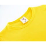 Girls' Basic Short Puff Sleeve Round Neck Cotton T-Shirt