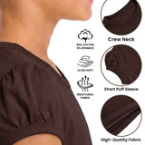 Girls' Basic Short Puff Sleeve Round Neck Cotton T-Shirt