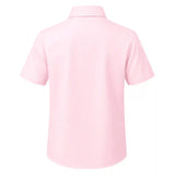 Lilax Boys Classic Short Sleeve Button Down Casual Solid Dress Shirt