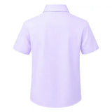 Lilax Boys Classic Short Sleeve Button Down Casual Solid Dress Shirt