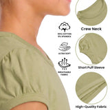 Girls' Basic Short Puff Sleeve Round Neck Cotton T-Shirt