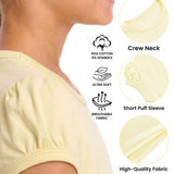 Girls' Basic Short Puff Sleeve Round Neck Cotton T-Shirt