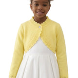 Little Girls' Knit Long Sleeve Button Closure Bolero Cardigan Shrug