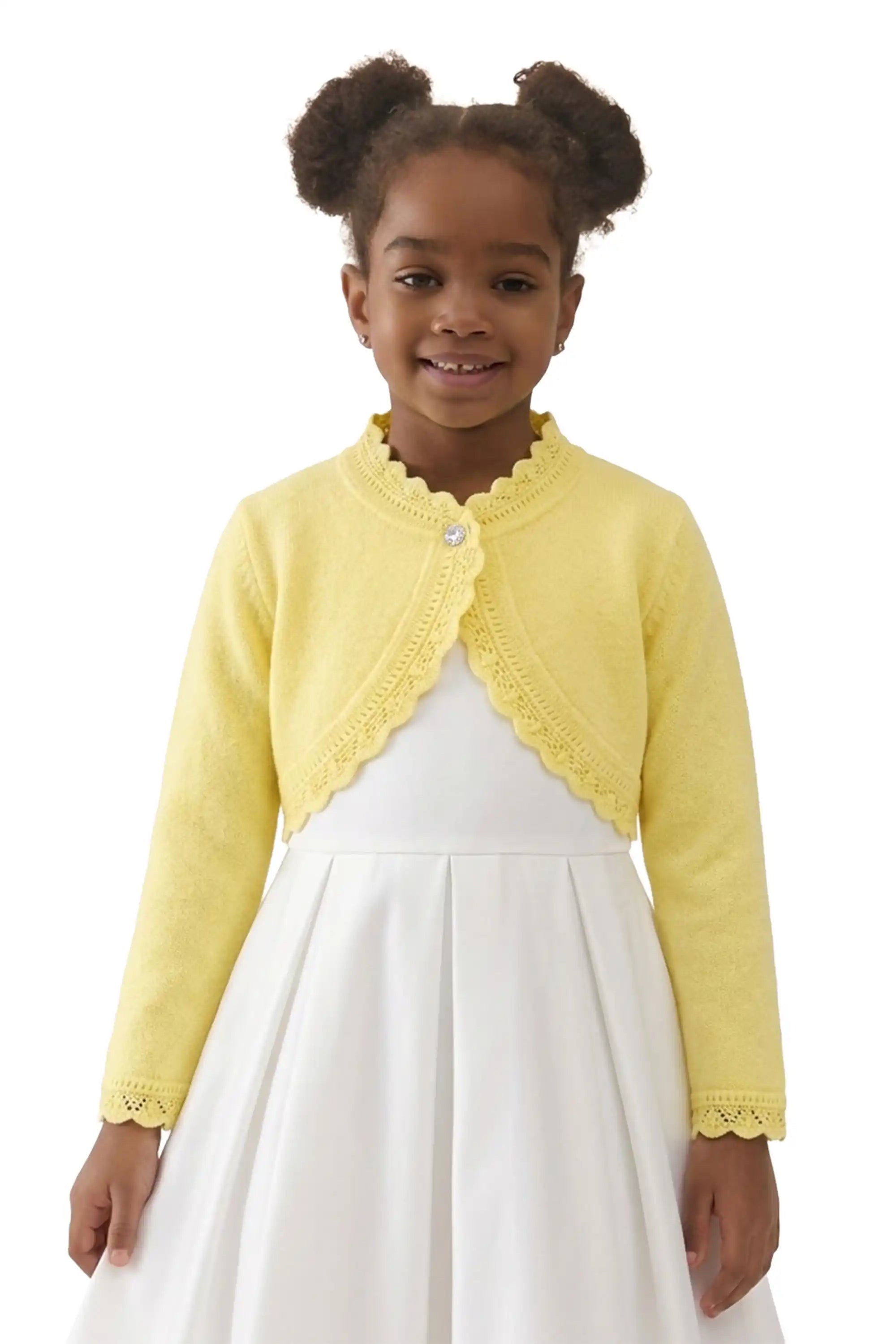 Little Girls' Knit Long Sleeve Button Closure Bolero Cardigan Shrug