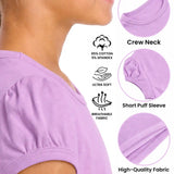 Girls' Basic Short Puff Sleeve Round Neck Cotton T-Shirt