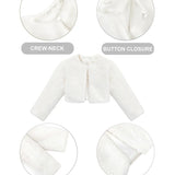 Girls Cozy Long Sleeve Crew Neck Dress Coat