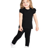 Little Girls Cotton Basic Puff Sleeve T-Shirt & Leggings Set