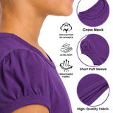 Girls' Basic Short Puff Sleeve Round Neck Cotton T-Shirt