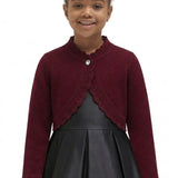 Little Girls' Knit Long Sleeve Button Closure Bolero Cardigan Shrug