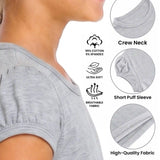 Girls' Basic Short Puff Sleeve Round Neck Cotton T-Shirt