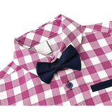 Boys Cotton Plaid Suspender Pant Set