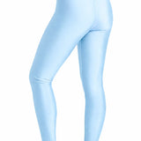 Girls Shiny High Waisted Leggings – Dance & Gymnastics Stretch Tights
