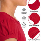 Girls' Basic Short Puff Sleeve Round Neck Cotton T-Shirt