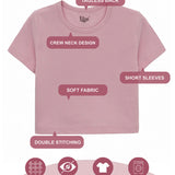 Girls Short Sleeve Crewneck Crop Top Tee