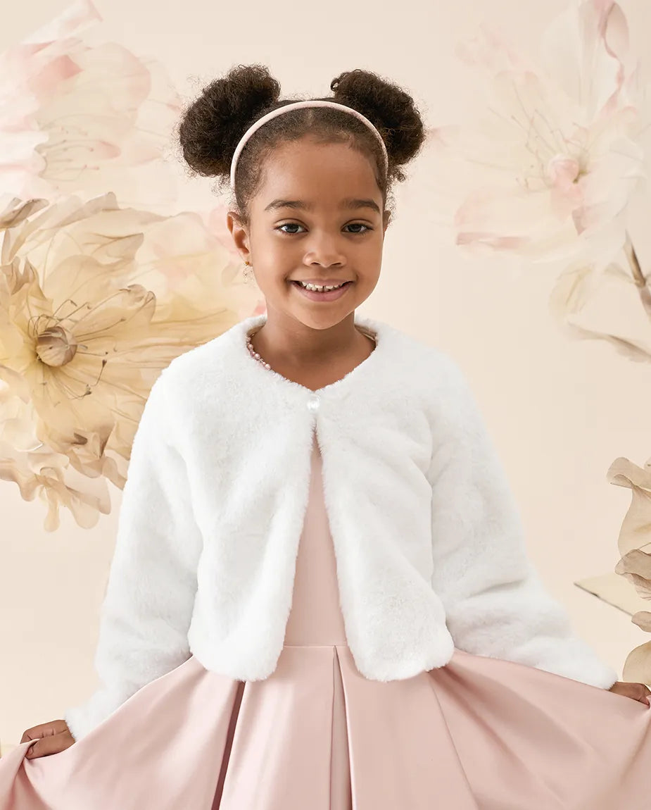 Girls Cozy Long Sleeve Crew Neck Dress Coat