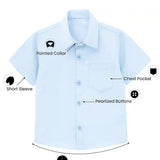 Boys' Button Down Shirt Solid Short Sleeve Classic Solid Oxford Dress Shirt
