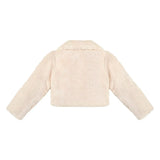 Girls Faux Fur Shrug Jacket Tied Ribbon Cozy Bolero